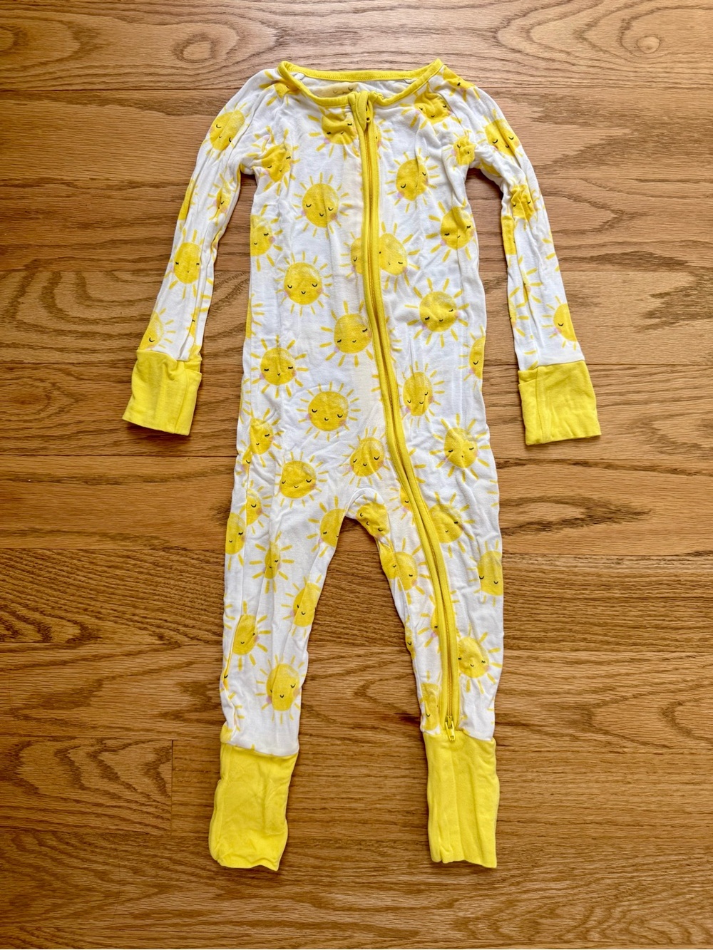 Little Sleepies bamboo Yellow Sun Print Zip One-Piece Footie